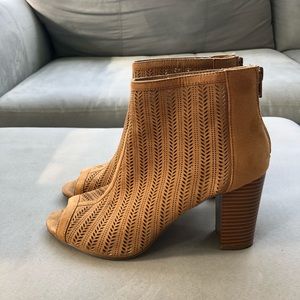 Tan peep toe booties